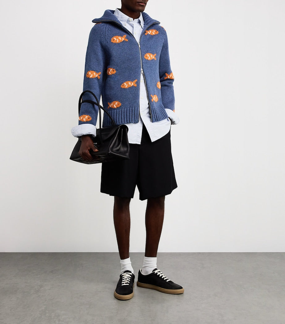 S.S. Daley Blue Wool Fish Archie Zip-Up Cardigan