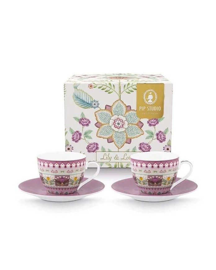 Комплект чаши и чинии Pip Studio Lily & Lotus 120 ml (2 броя)