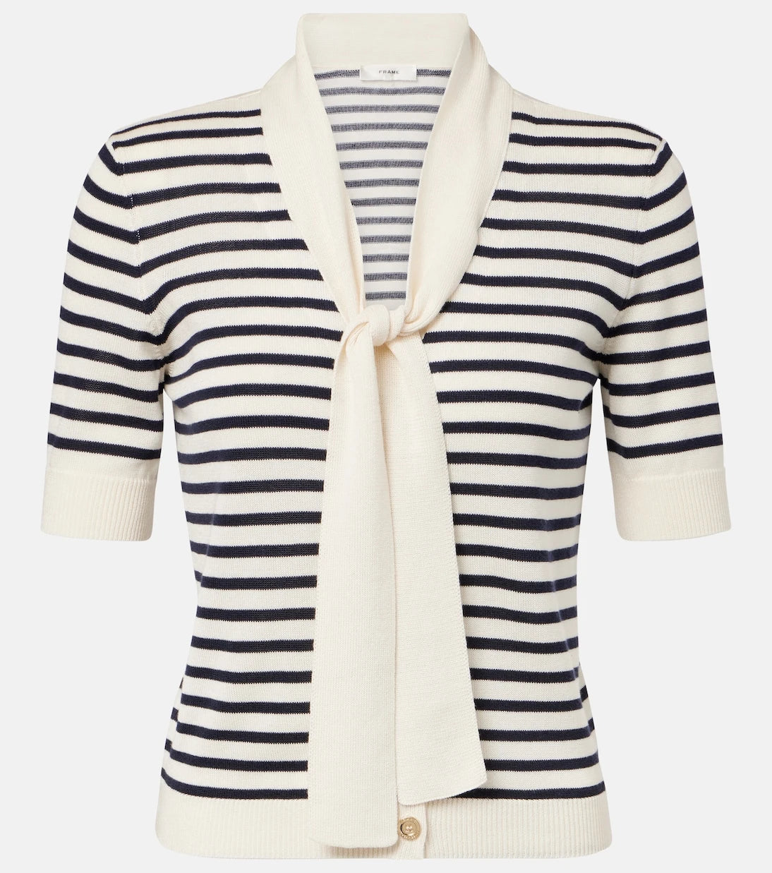 Frame - The Sailor striped tie-neck sweater