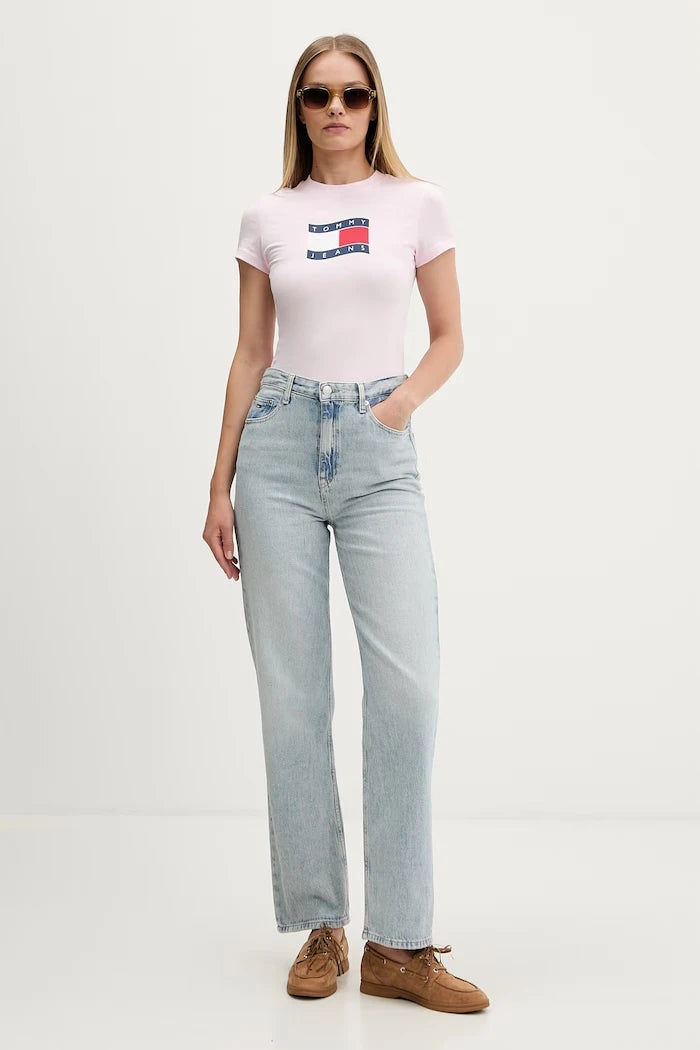 Tommy Jeans kadın düz jean pantolon