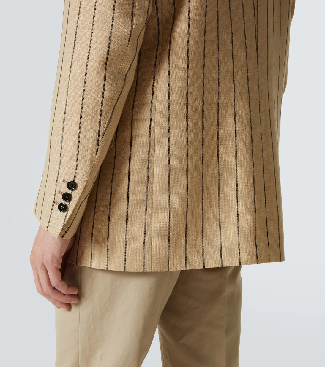 Lardini - Striped double-breasted linen and wool blazer