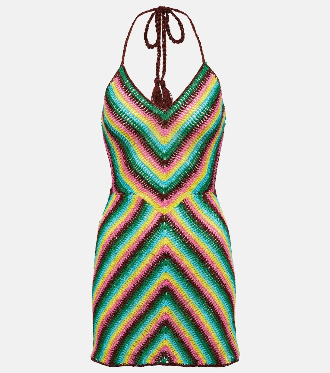 Anna Kosturova - Striped crochet cotton minidress