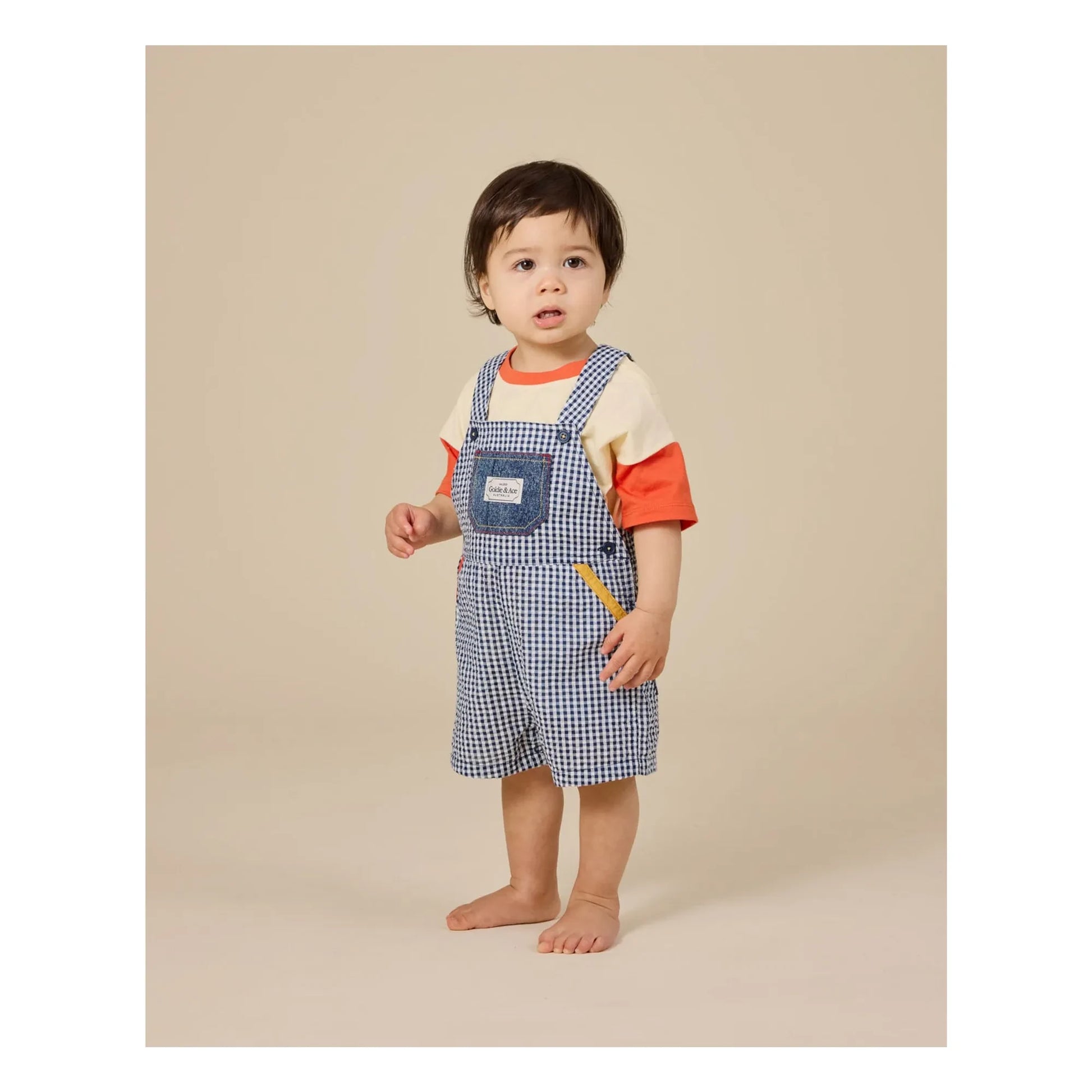 Goldie + Ace - Vichy Short Dungarees | Navy blue