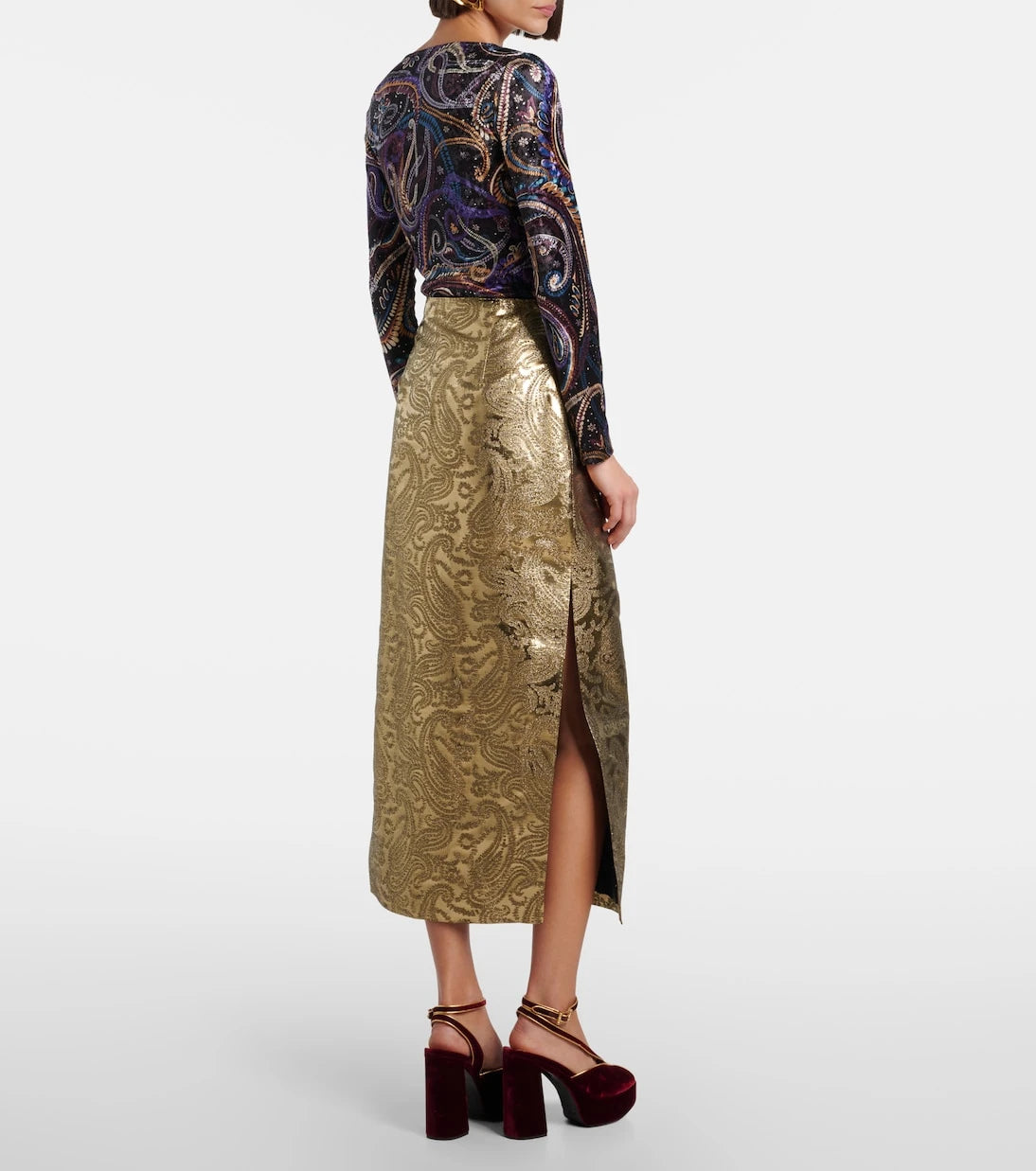 Etro - تنورة ميدي من قماش البروكار بنقشة البيزلي