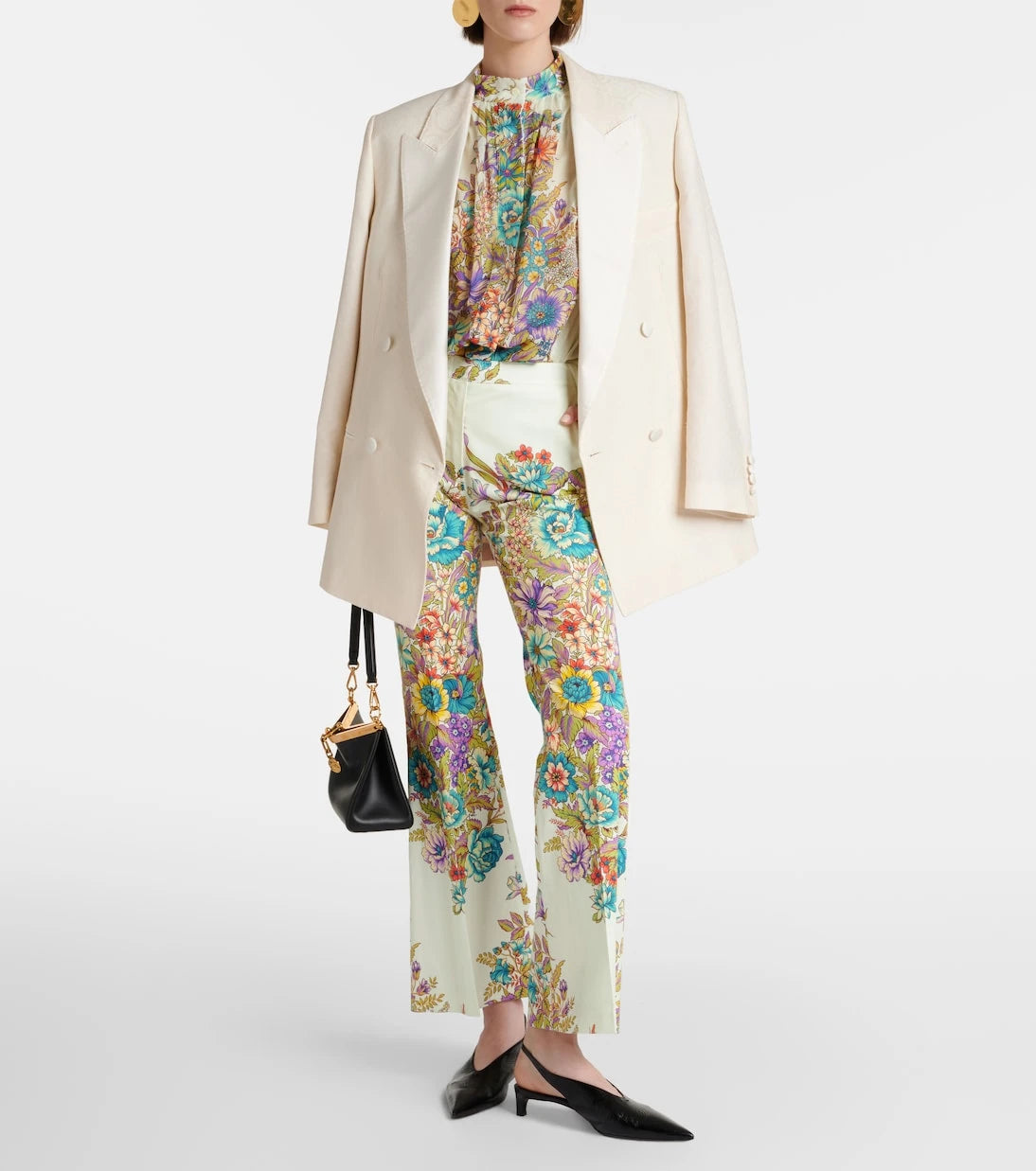 Etro - Floral cotton-blend flared pants