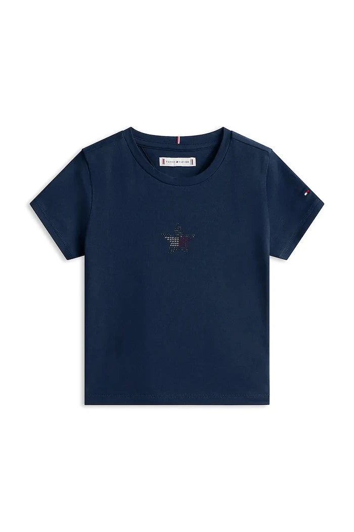 Tommy Hilfiger pamuk ve elastan çocuk tişörtü