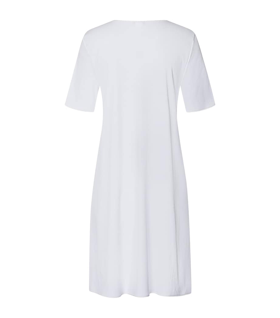 Short-Sleeve Cotton Silk Nightdress WHITE