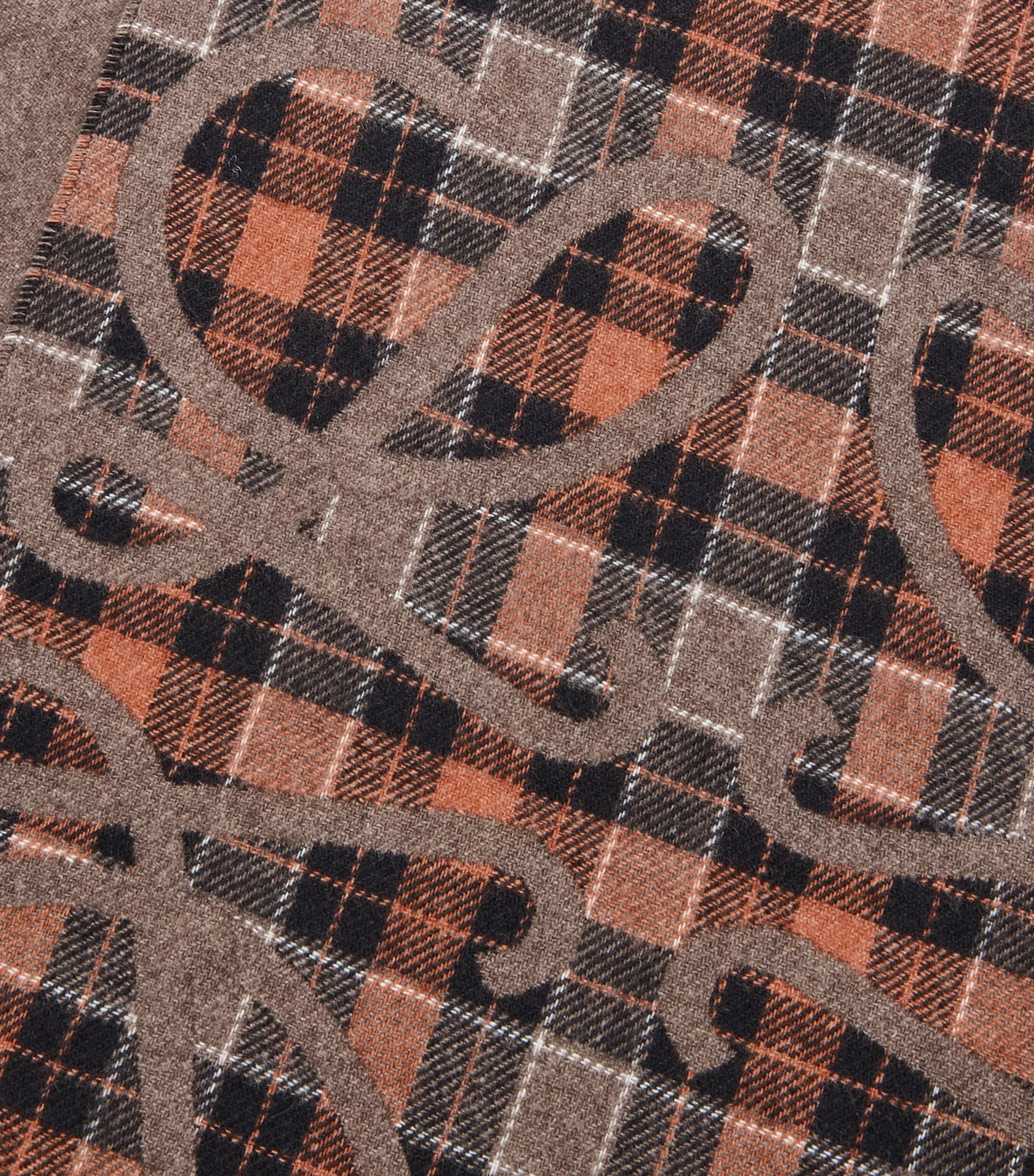 LOEWE Brown Silk-Cashmere Anagram Check Scarf