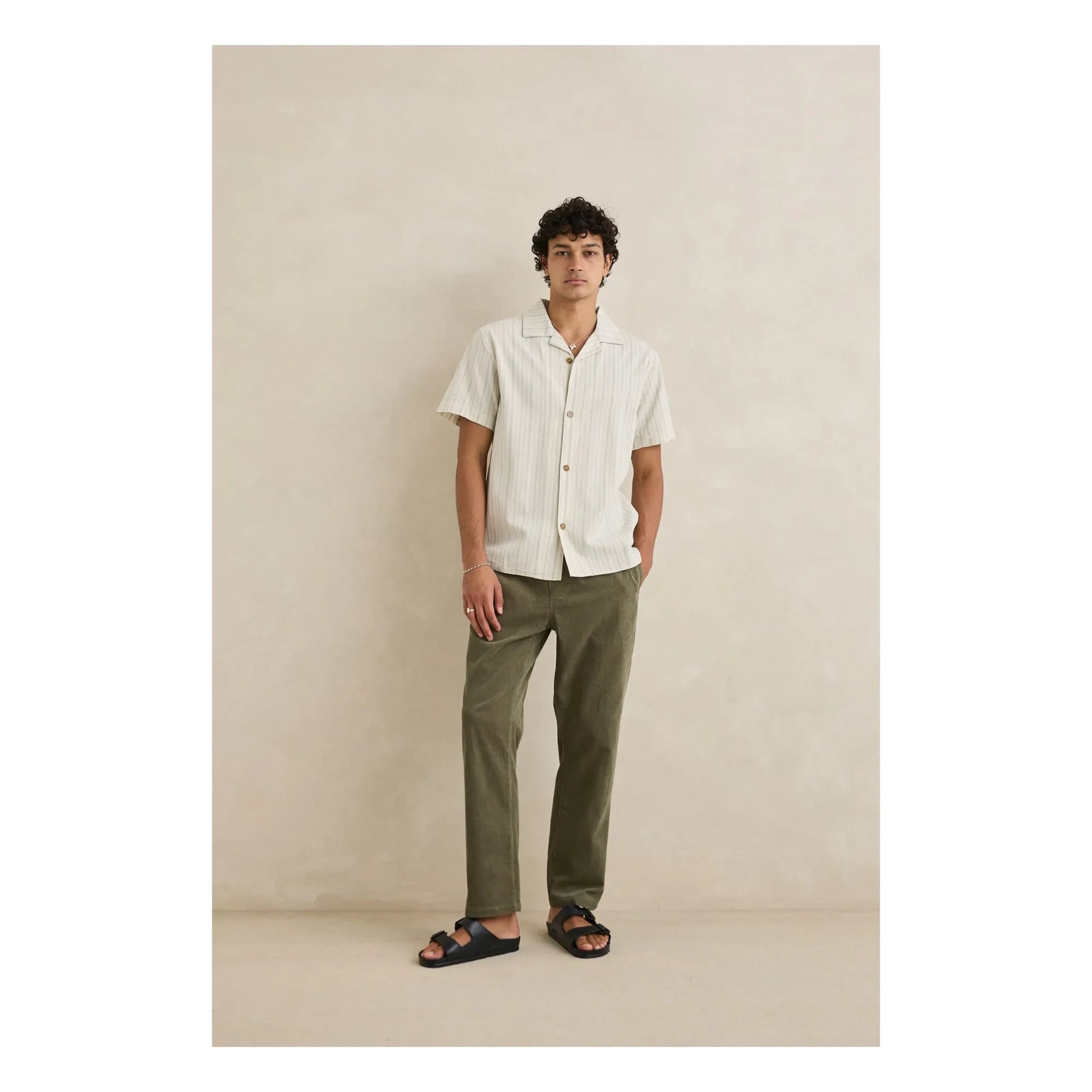 Rhythm - Striped Vacation Short Sleeve Shirt | Cream