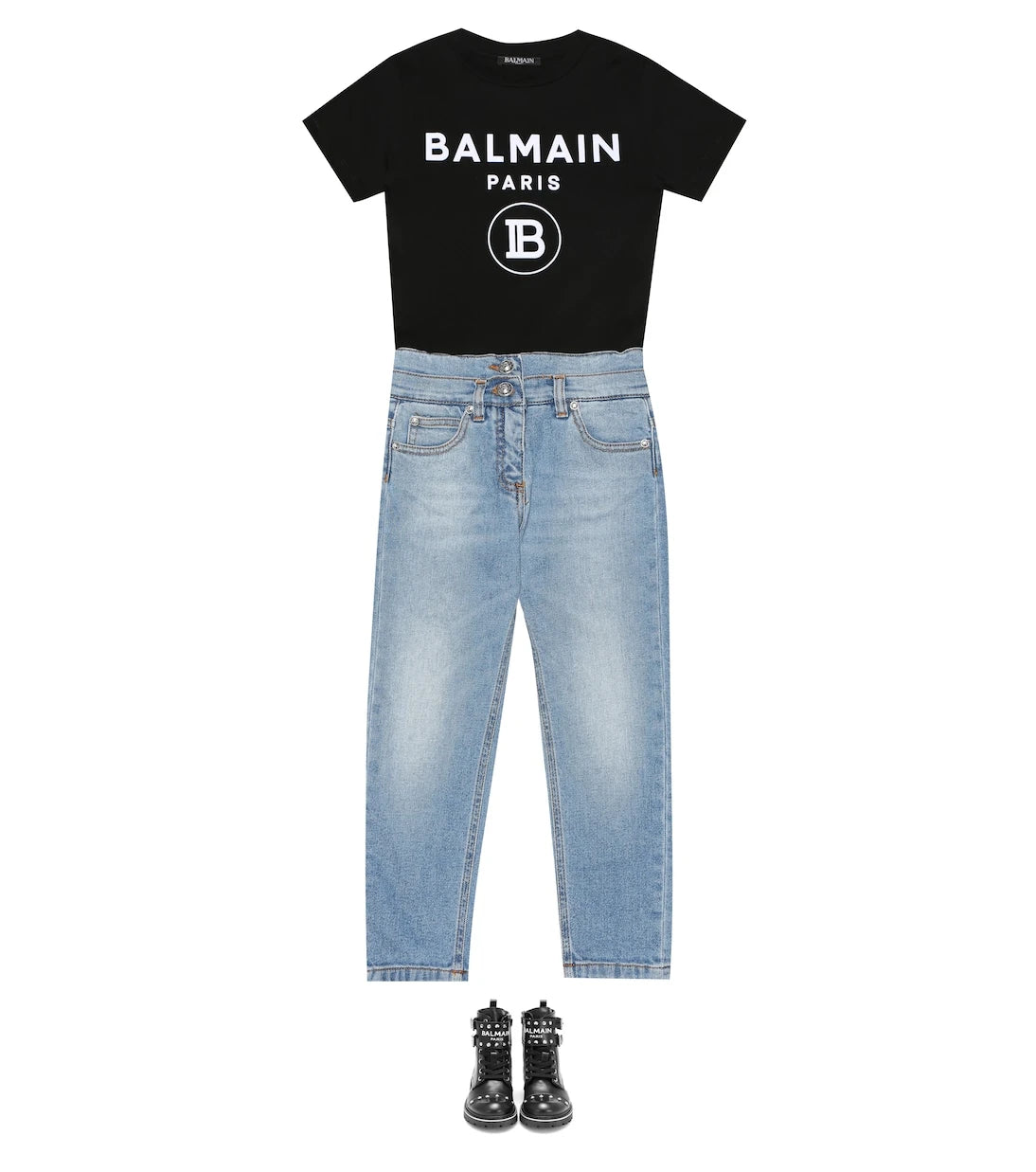 Balmain Kids - جينز دينم مرقّع