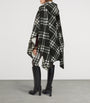 Wool Reversible Check Cape BLACK