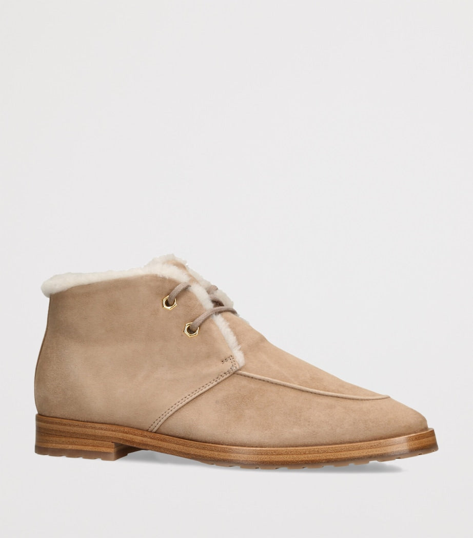 Bougeotte Beige Suede Shearling-Lined Boots