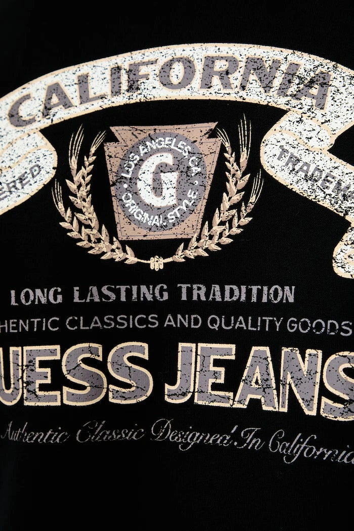 Guess Jeans pamuklu fermuarlı kapüşonlu erkek sweatshirt