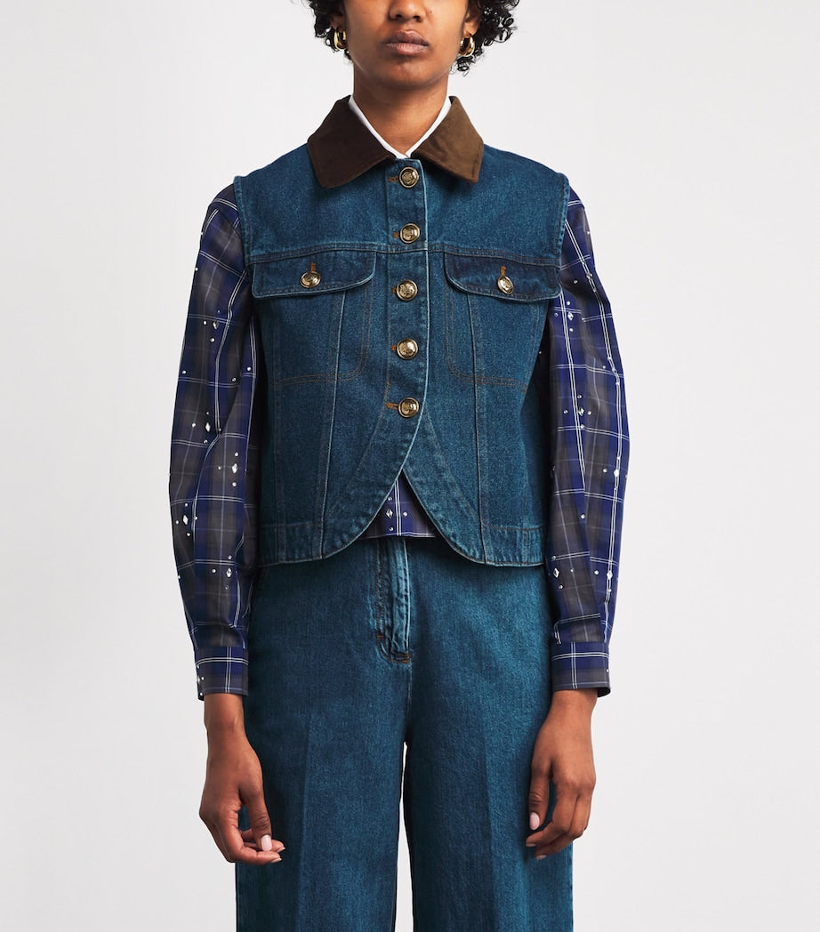 Sandro Paris Blue Denim Waistcoat