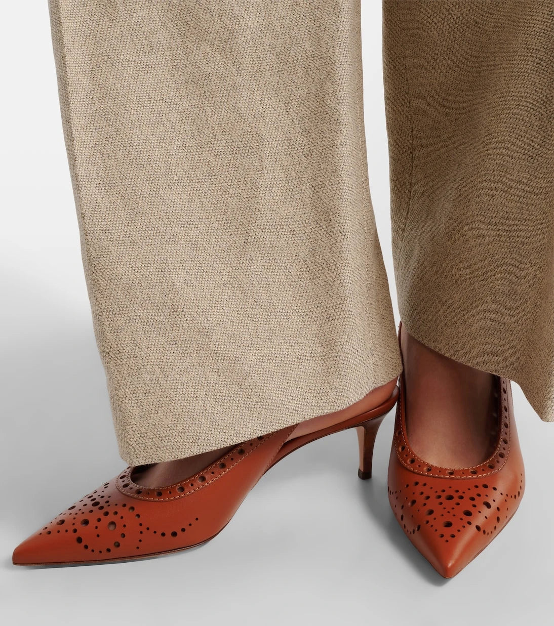 Gianvito Rossi - Perforated leather slingback pumps