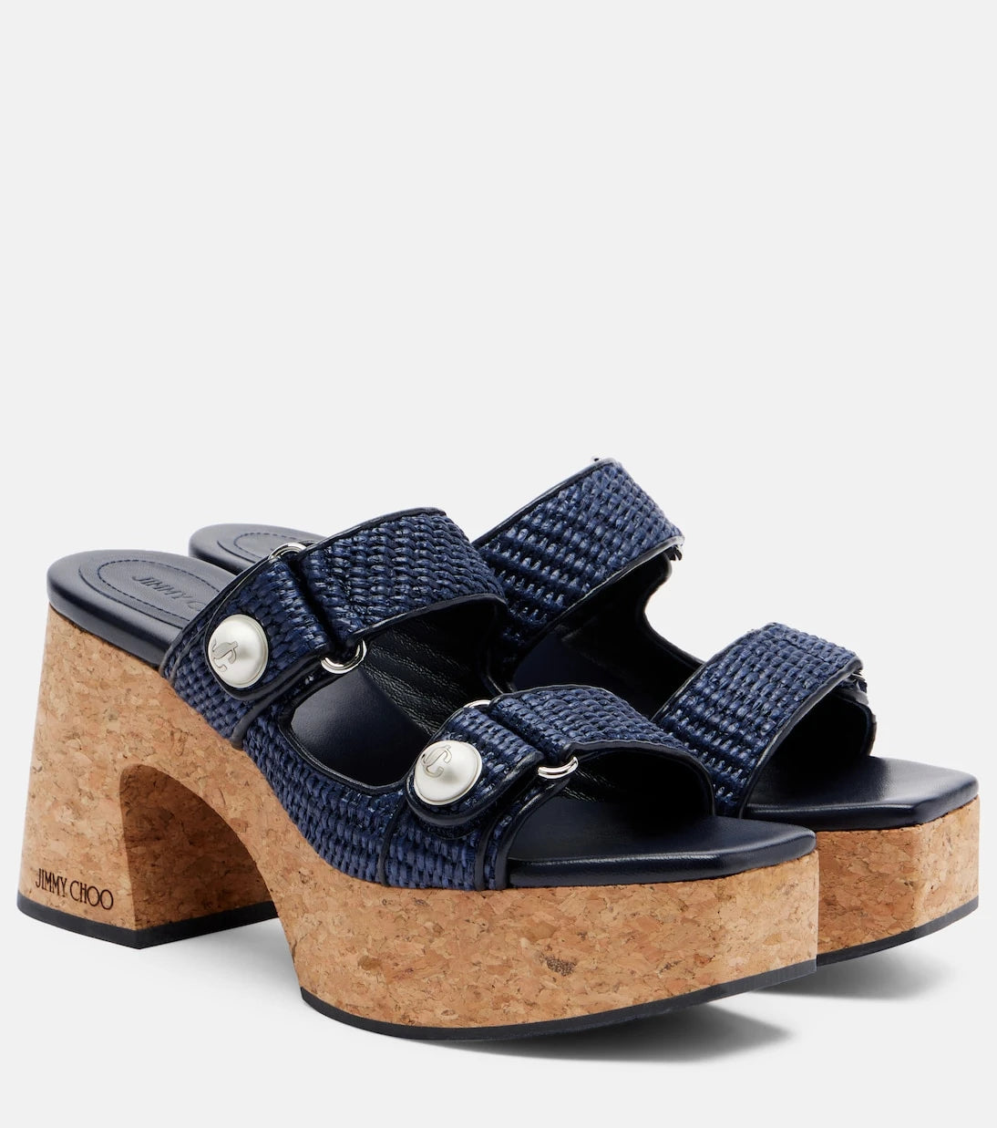 Jimmy Choo - Fayence raffia-effect platform sandals