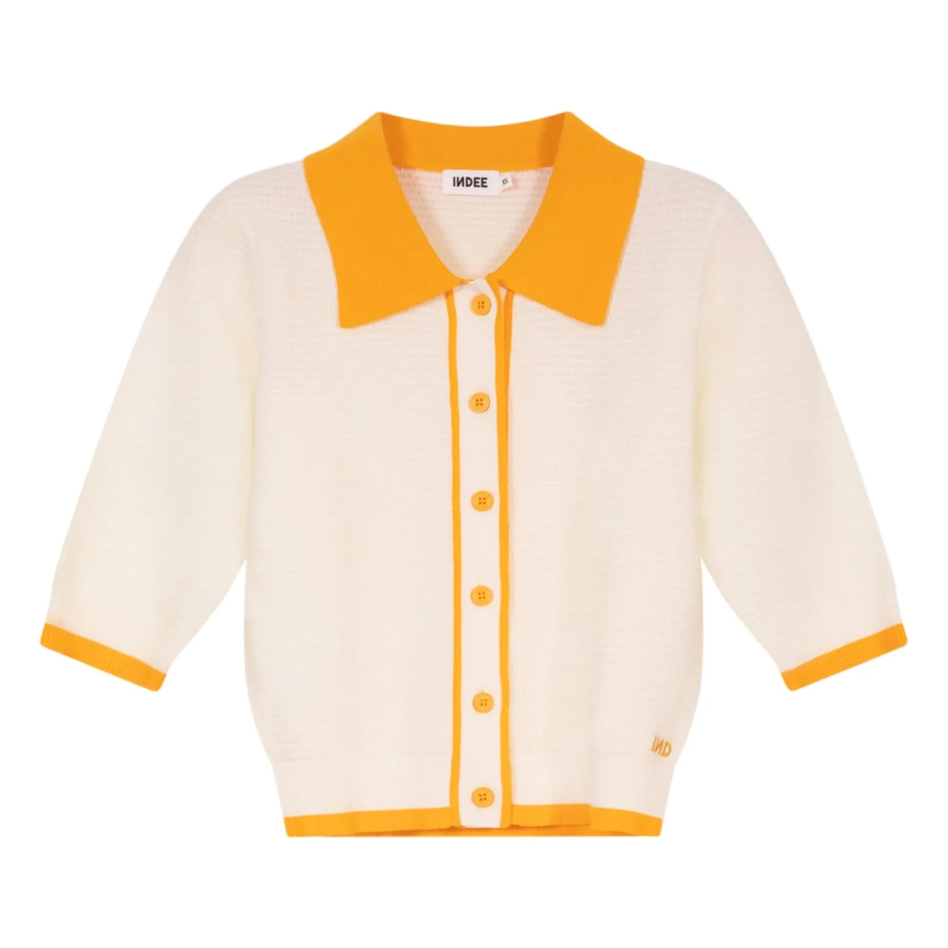 Indee - Textured Contrast Edge View polo shirt | White