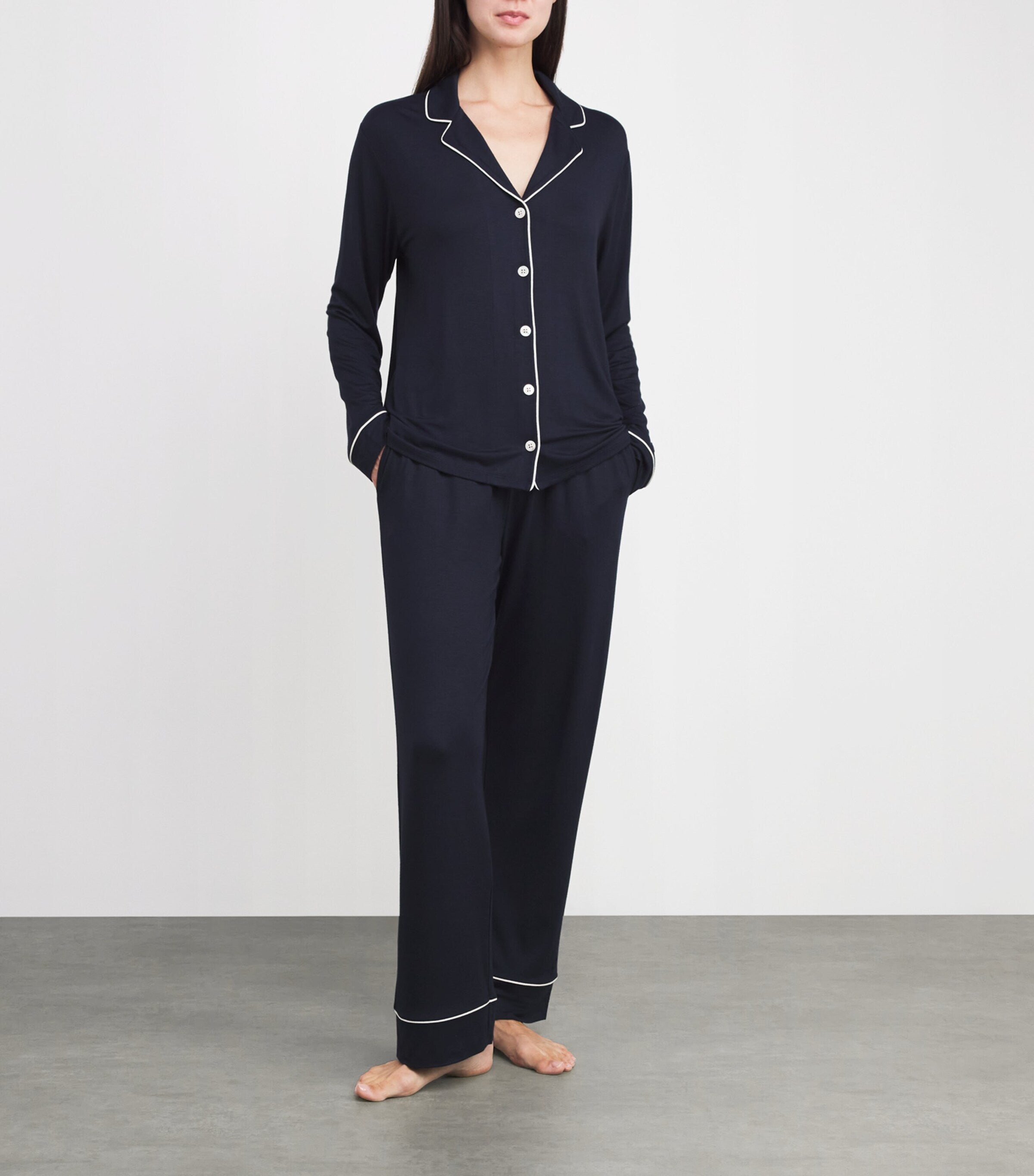 Harrods Navy Jersey Classic Pyjama Set