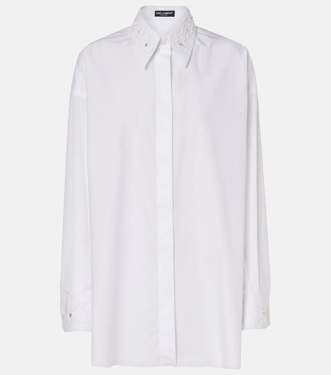 Dolce&Gabbana - Embroidered cotton poplin shirt