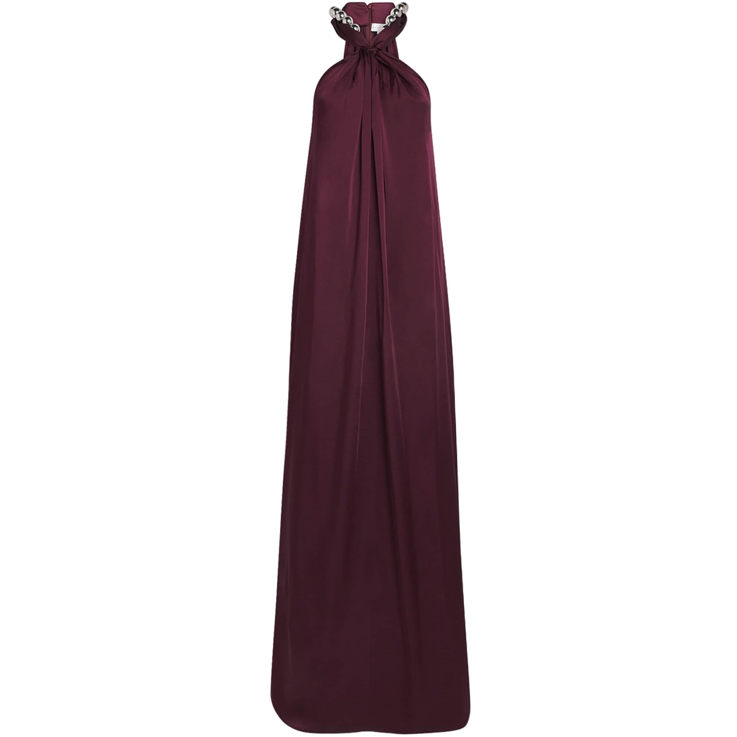 Stella McCartney Burgundy Satin Halterneck Gown