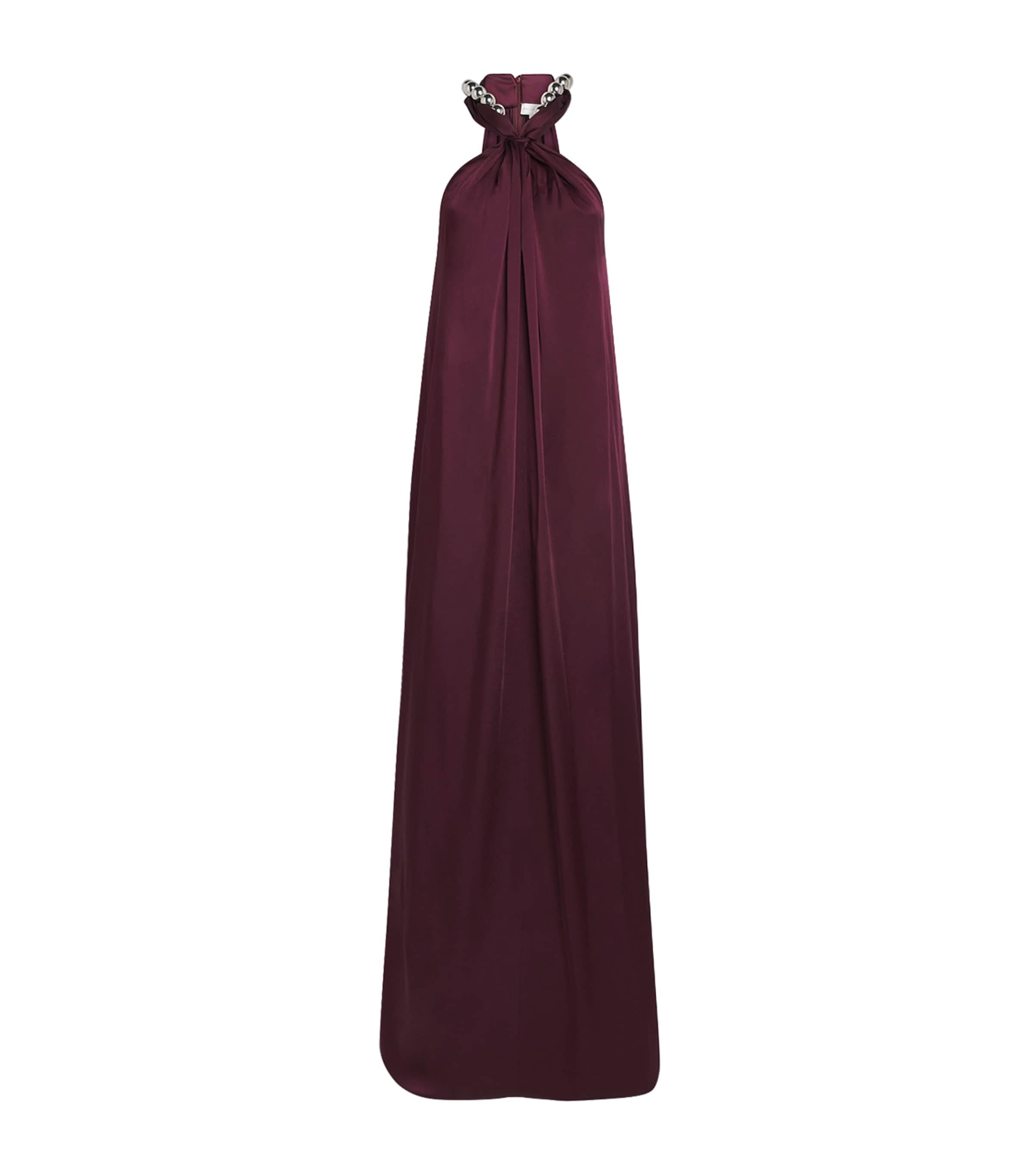 Stella McCartney Burgundy Satin Halterneck Gown