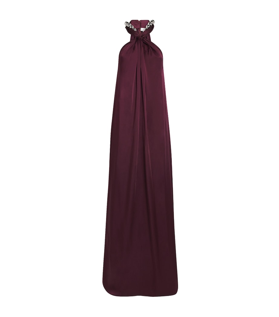 Stella McCartney Burgundy Satin Halterneck Gown