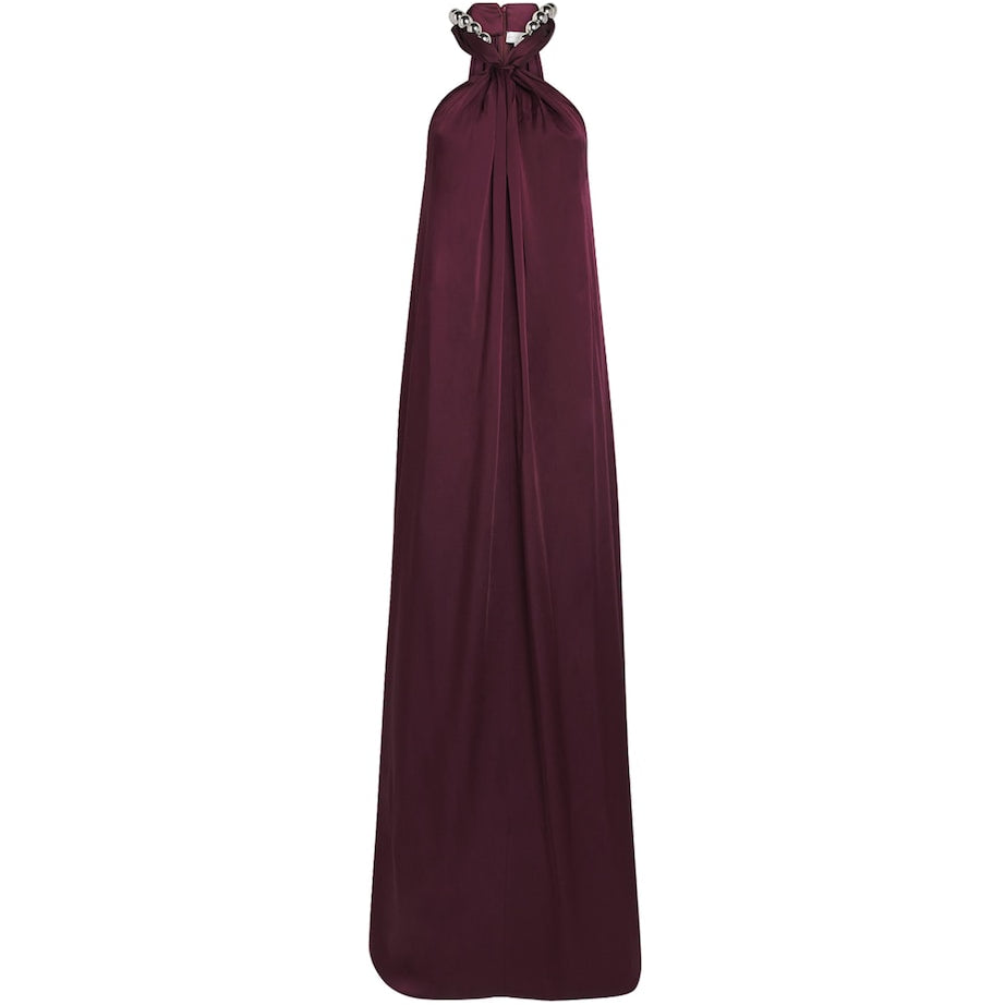 Stella McCartney Burgundy Satin Halterneck Gown