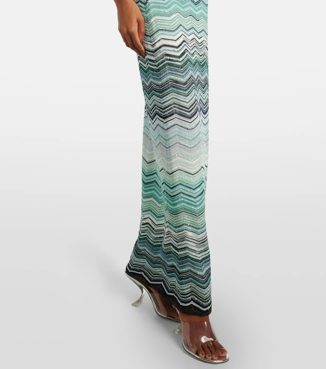 Missoni - Zigzag one-shoulder lamé maxi dress