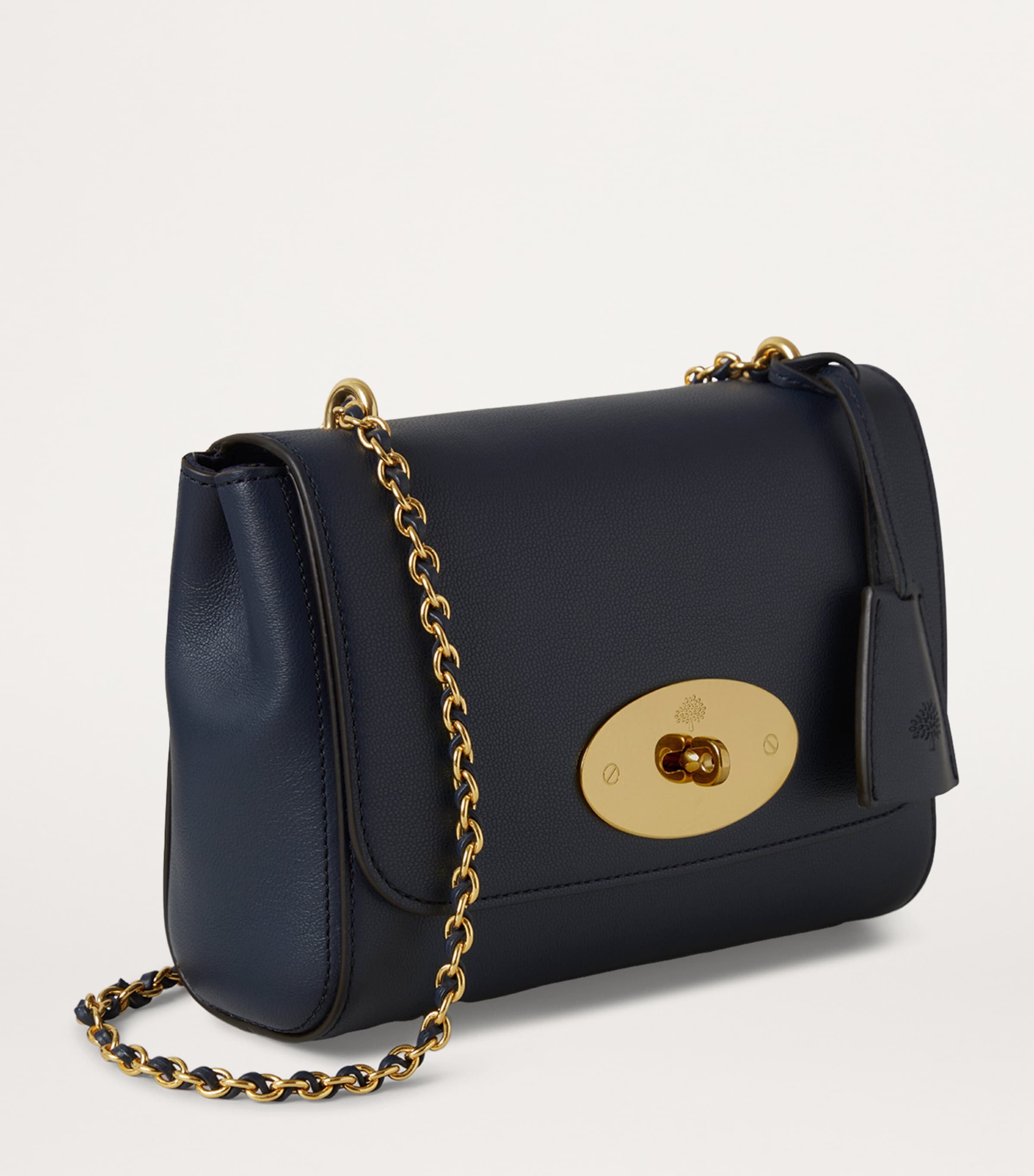 Mulberry Blue Grained Leather Lily Shoulder Bag