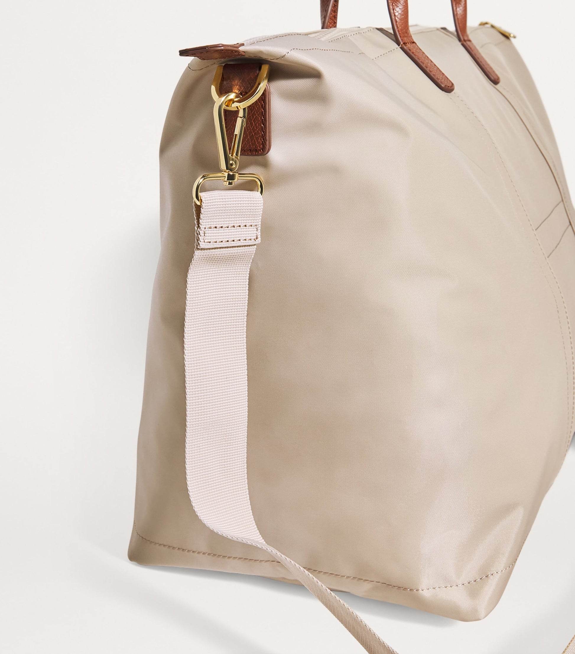 Harrods Neutral Nylon Overnight Tote Bag