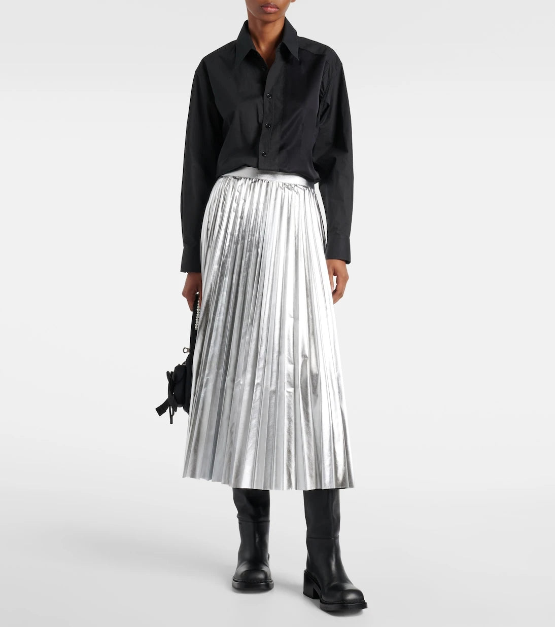 Junya Watanabe - Pleated metallic-effect midi skirt