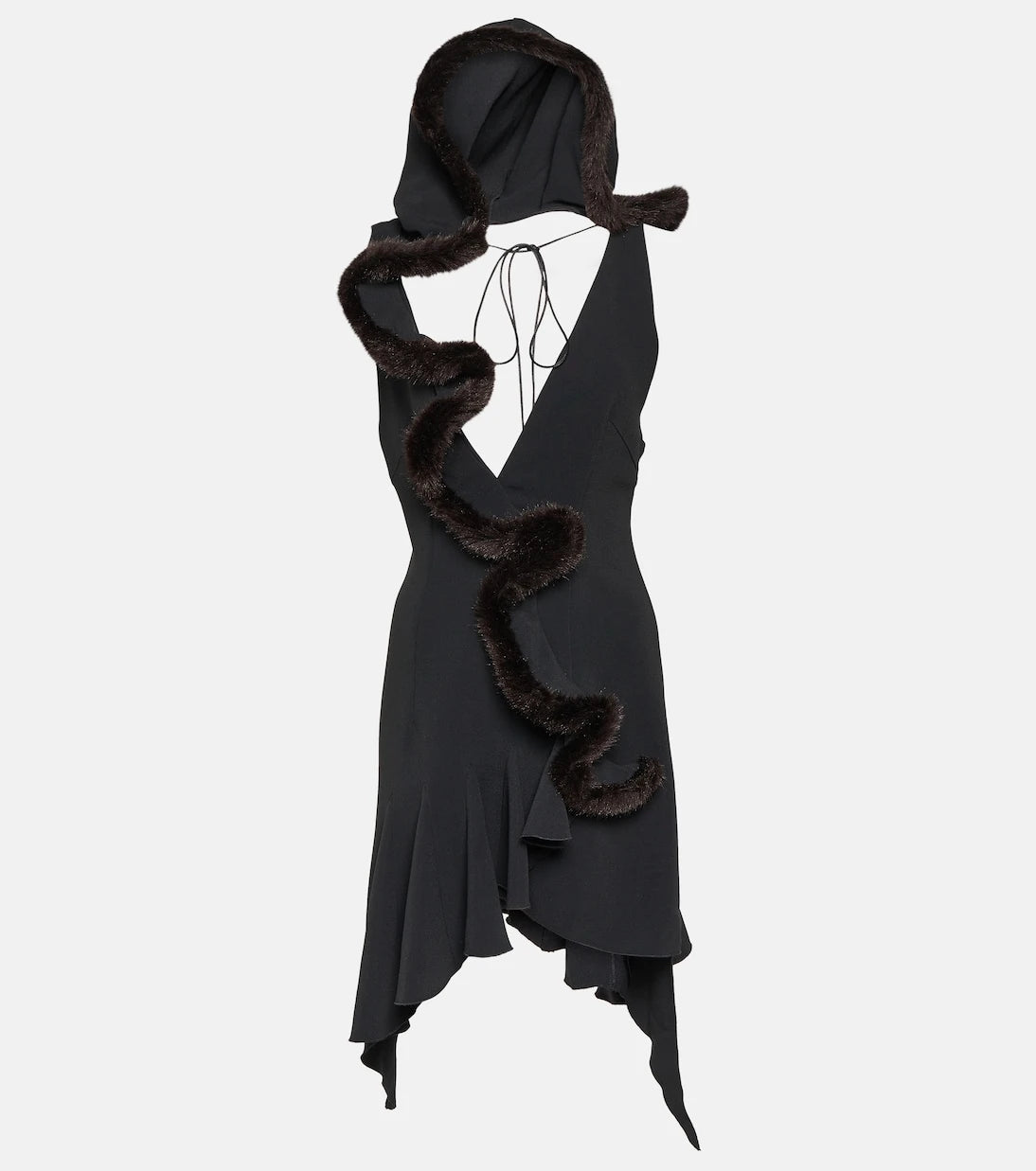 Coperni - Faux fur-trimmed jersey minidress