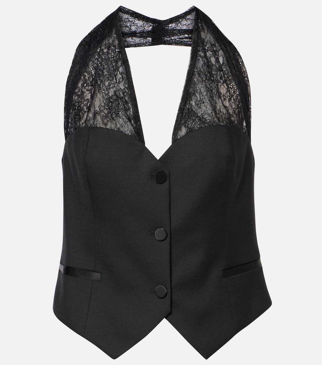 Nina Ricci - Lace-trimmed halterneck vest
