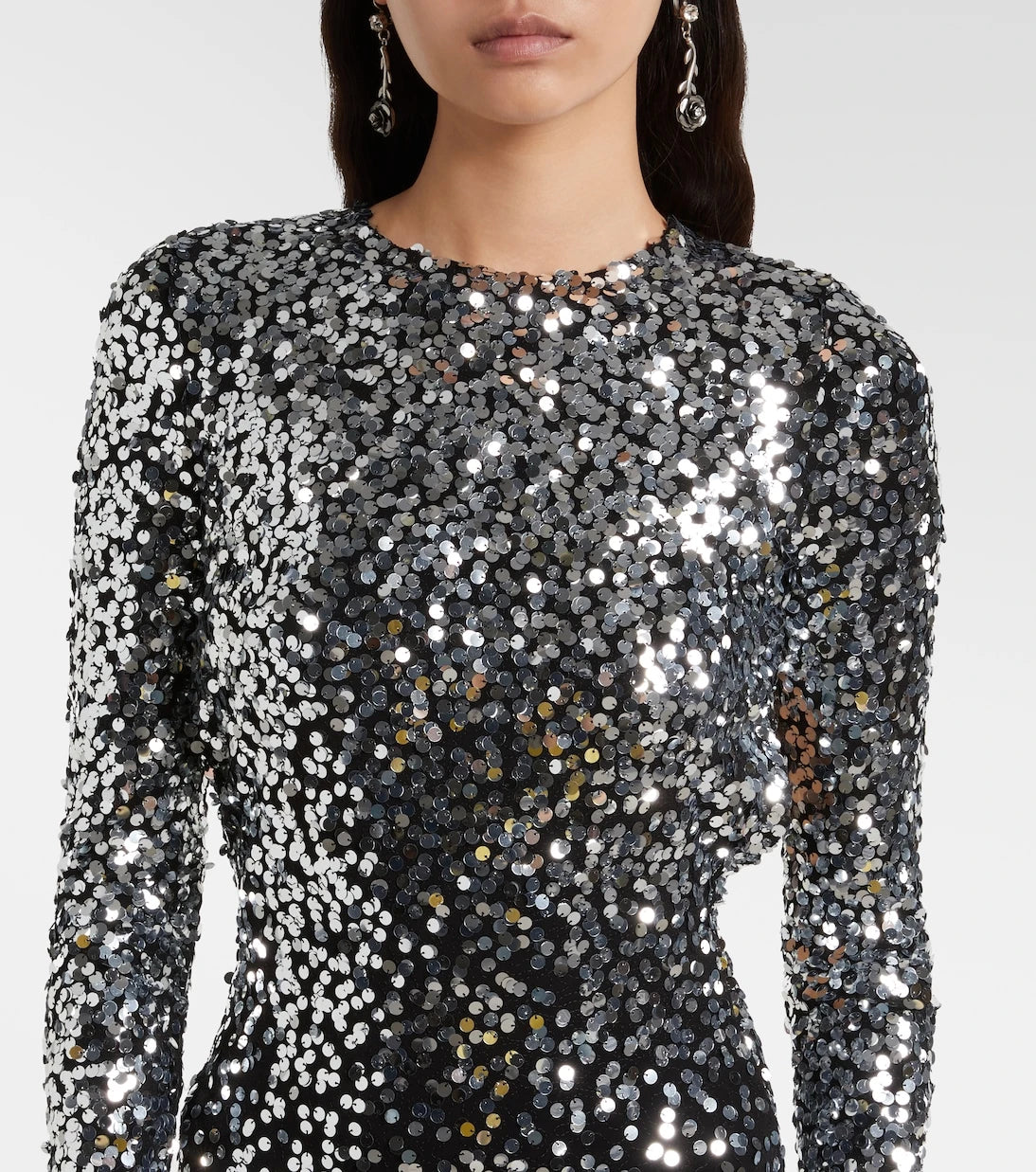 Rabanne - Sequined open-back jersey gown