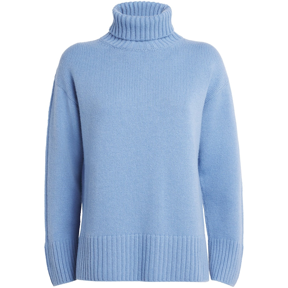 Harrods Blue Cashmere Rollneck Sweater