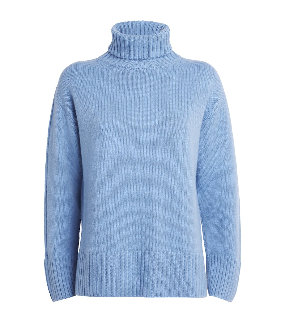 Harrods Blue Cashmere Rollneck Sweater