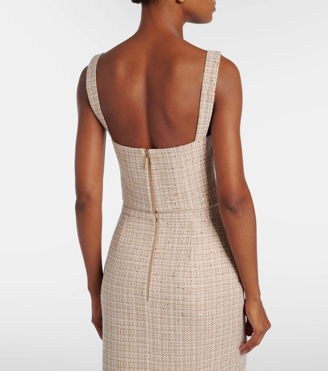 Elie Saab - Checked sequined tweed crop top