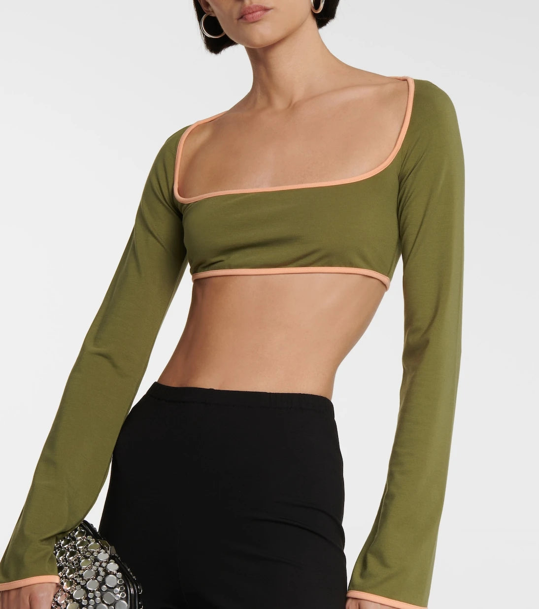 The Attico - Square-neck jersey crop top