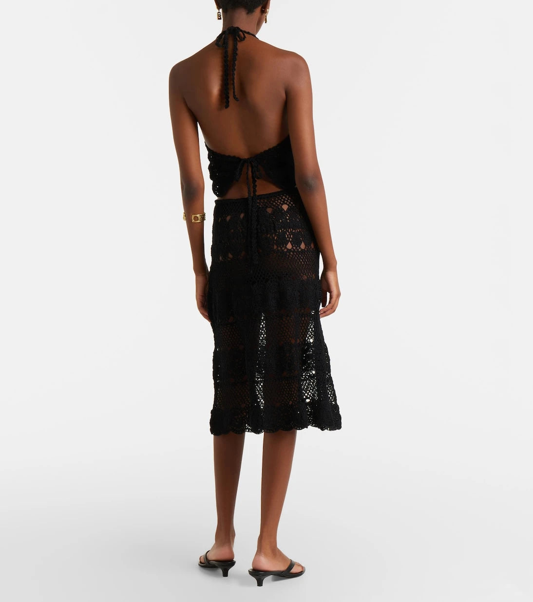 Anna Kosturova - Filigree crochet cotton midi skirt