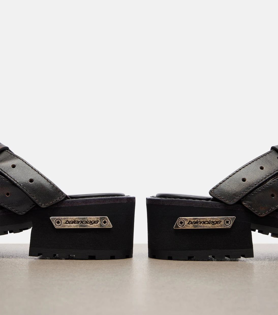 Balenciaga - Venom leather platform mules