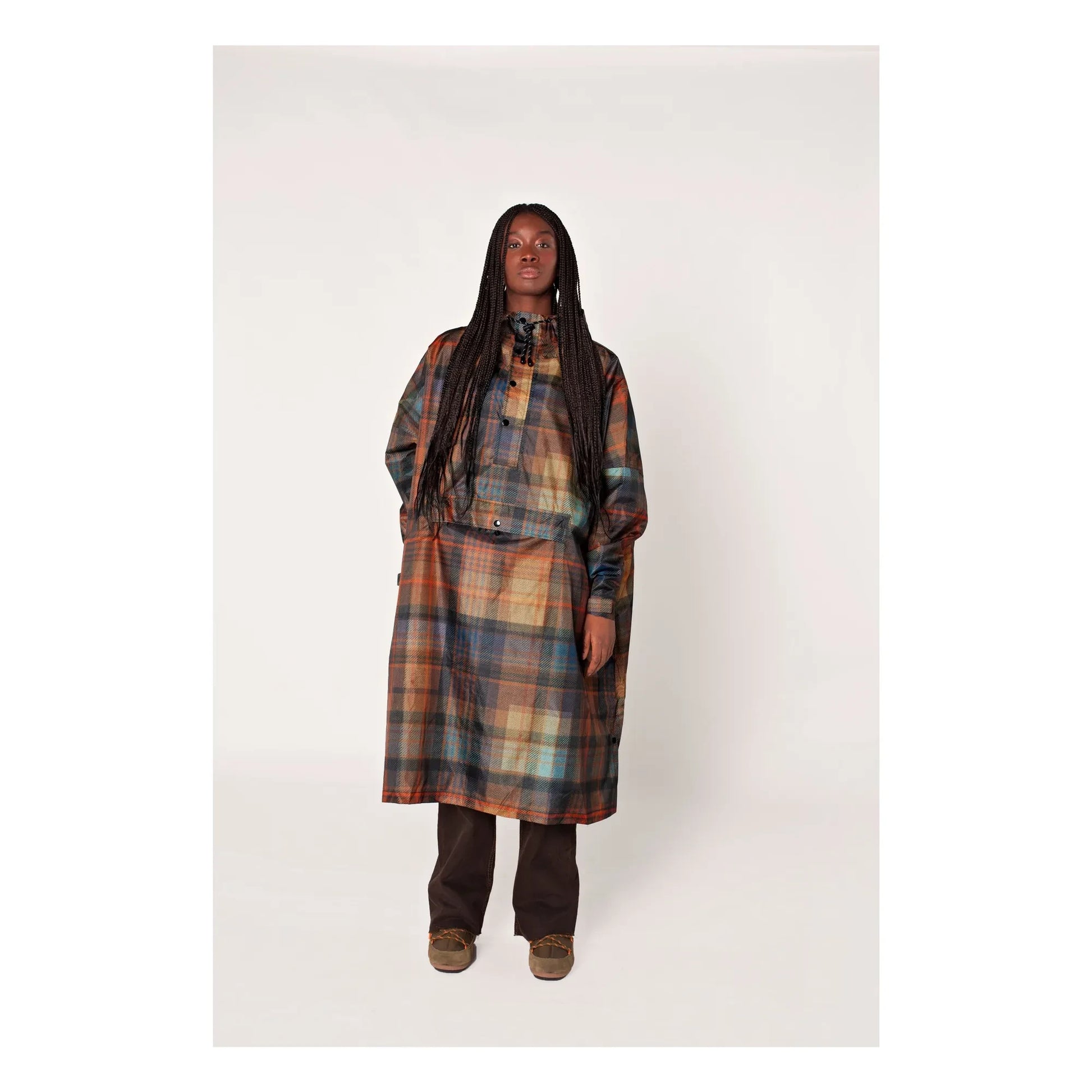 Rainkiss - Tartan raincoat cape - Women's collection | Orange