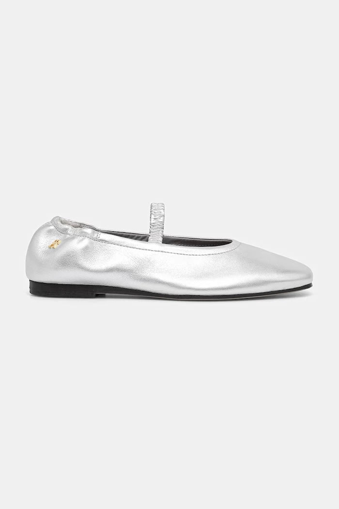 Tommy Hilfiger балеринки от кожа SILVER LTH ELLASTIC BALLERINA