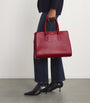 Burgundy Pebbled Leather Work Tote Bag