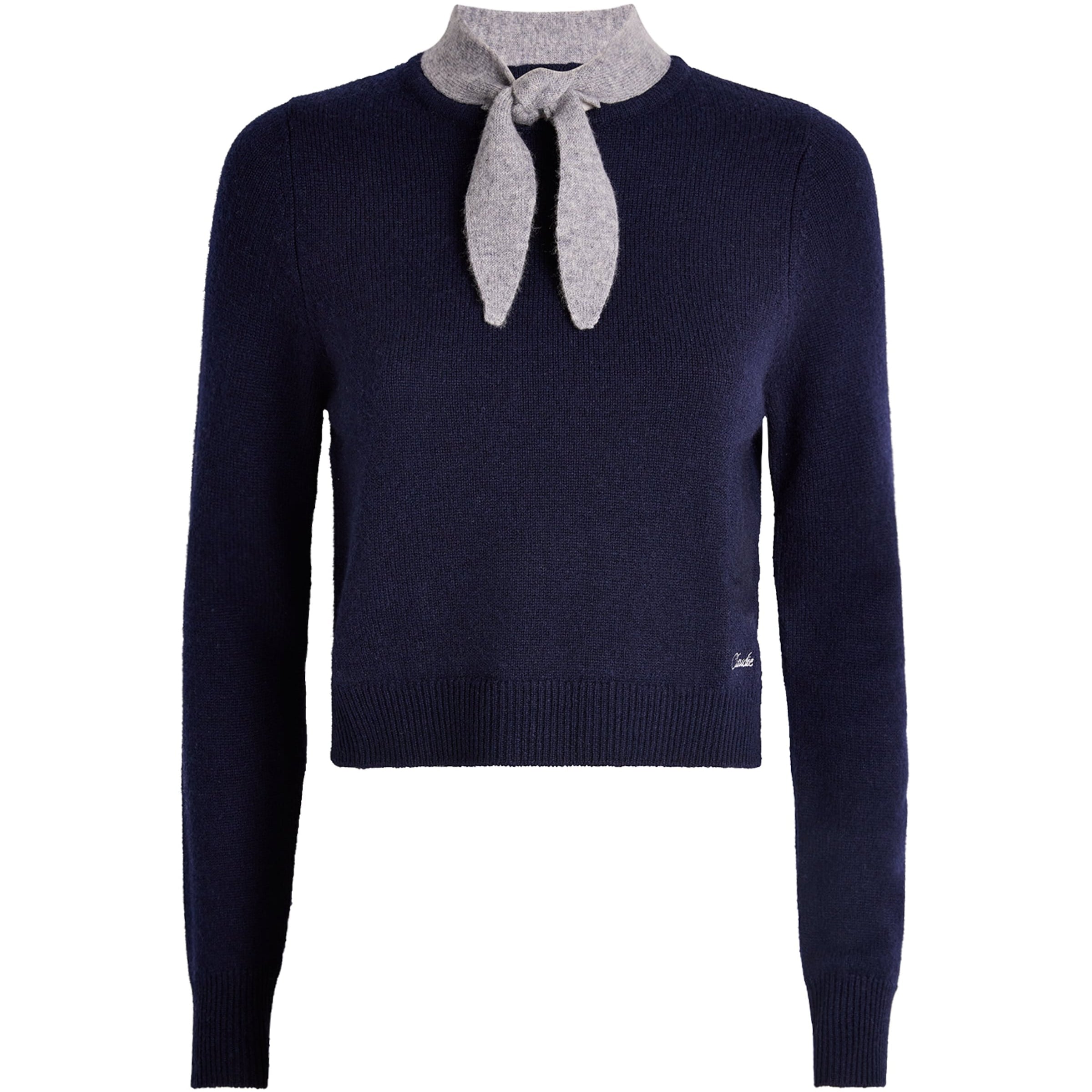 Claudie Pierlot Multi Wool-Cashmere Tie-Detail Sweater
