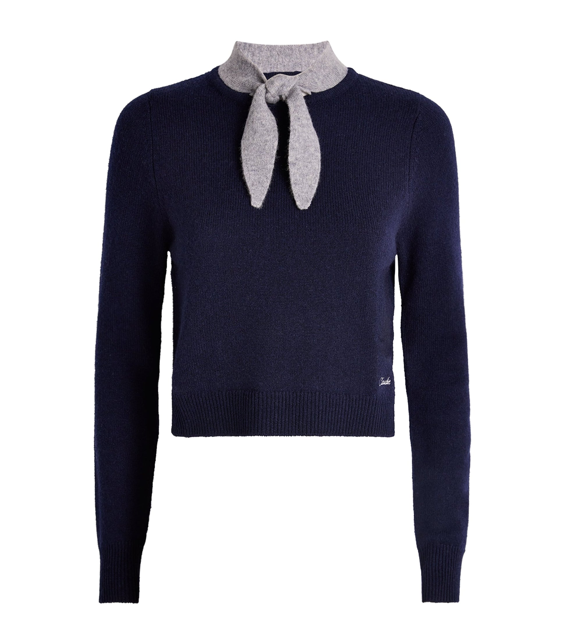 Claudie Pierlot Multi Wool-Cashmere Tie-Detail Sweater