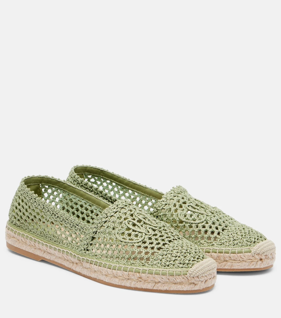 Chloé - Isla leather-trimmed crochet espadrilles