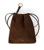 Brown Suede Drawstring Pouch