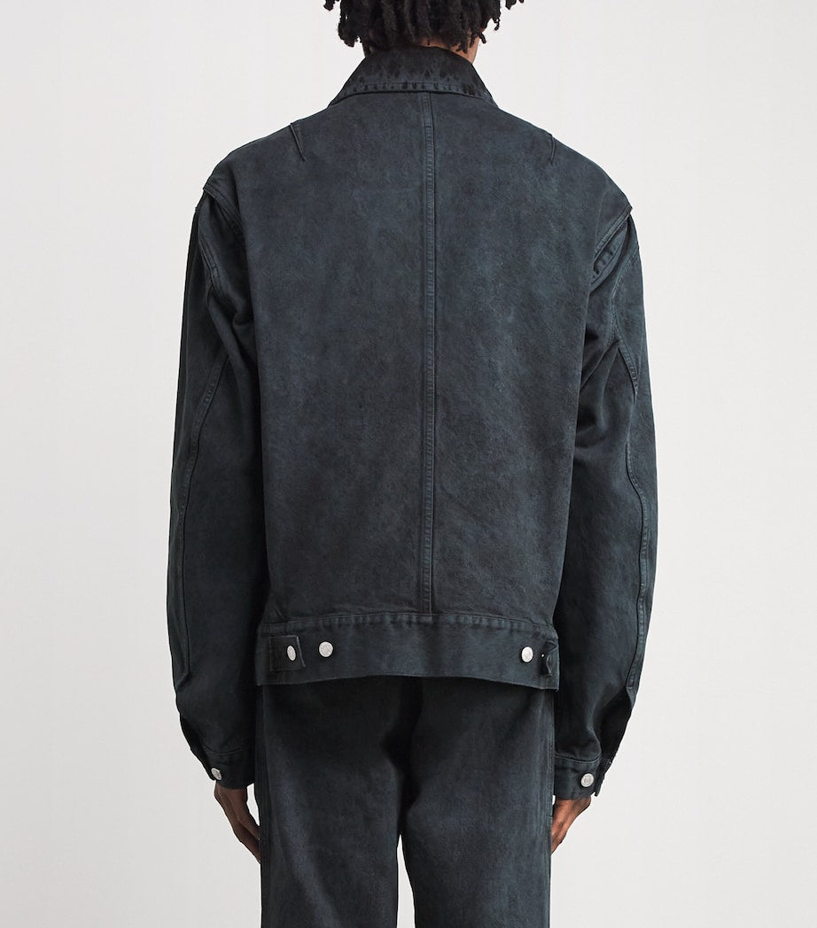 DRIES VAN NOTEN Grey Denim Overdyed Workwear Jacket