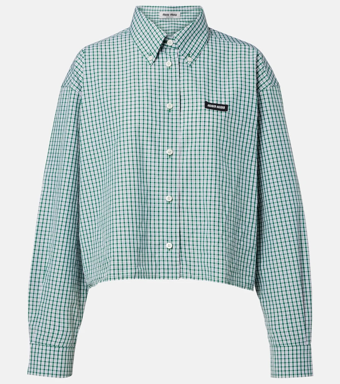 Miu Miu - Checked cropped cotton shirt