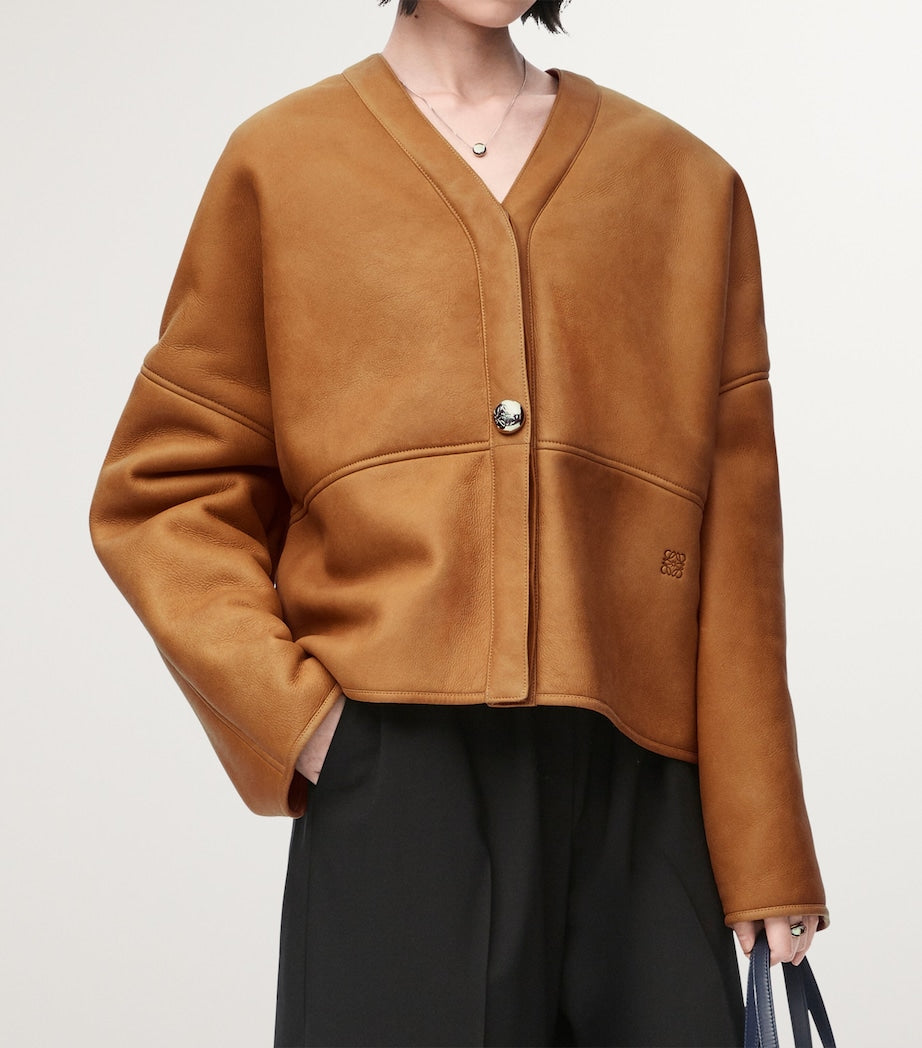 LOEWE Brown Shearling Cardigan